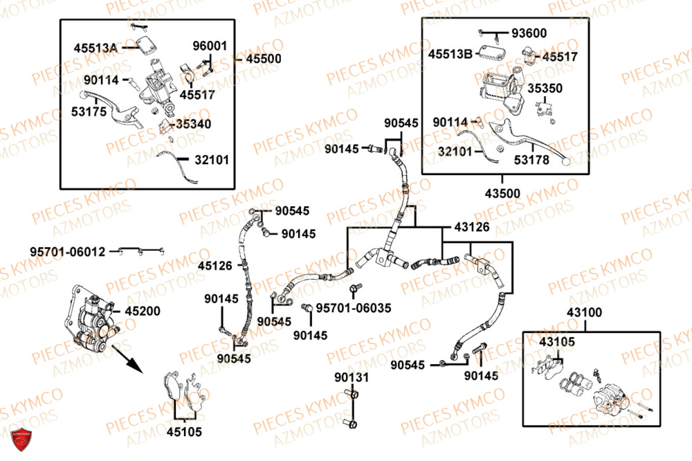 Freins KYMCO Pièces AGILITY S 125I CBS E5+ (TH25CE)