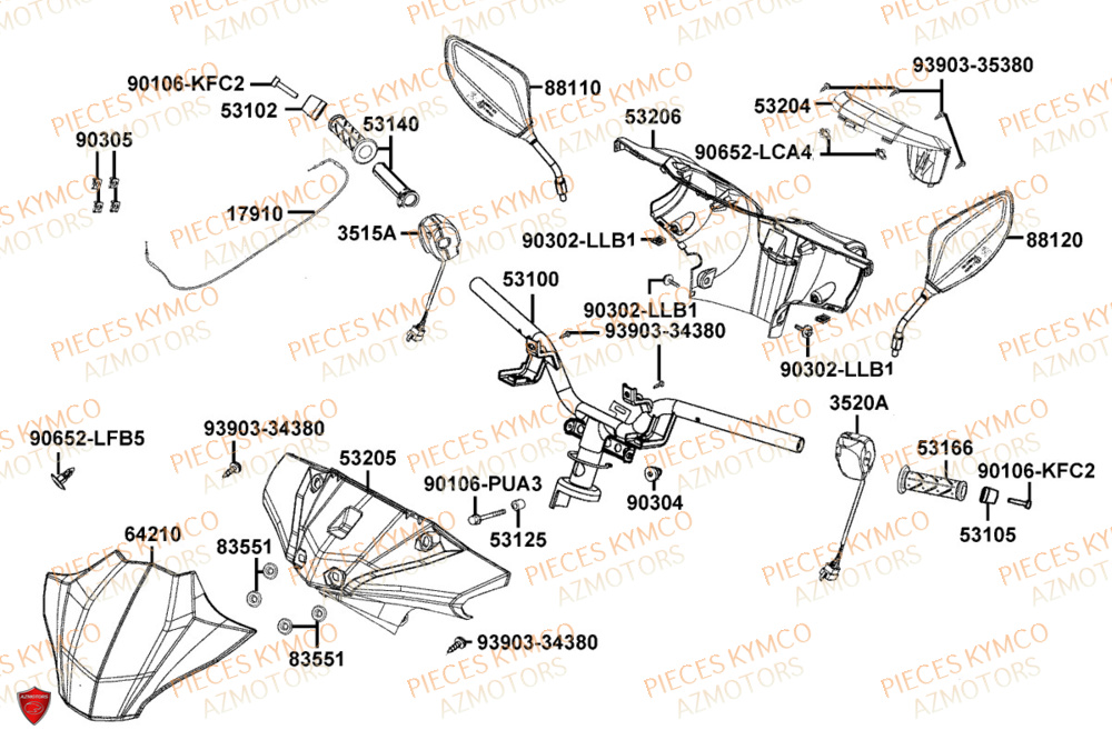 Guidon KYMCO Pièces AGILITY S 125I CBS E5+ (TH25CE)