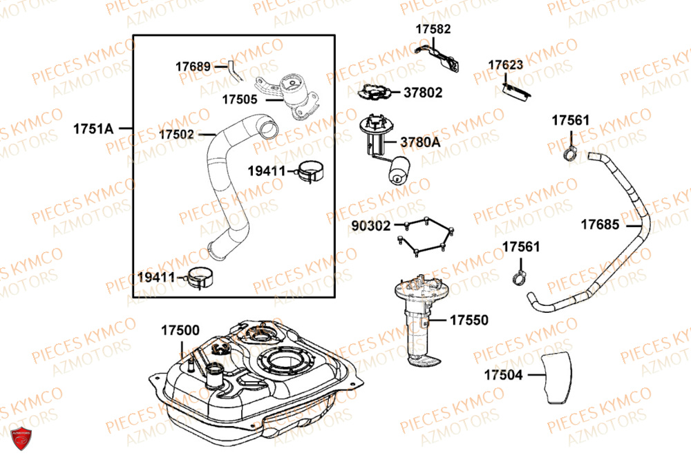 Reservoir KYMCO Pièces AGILITY S 125I CBS E5+ (TH25CE)