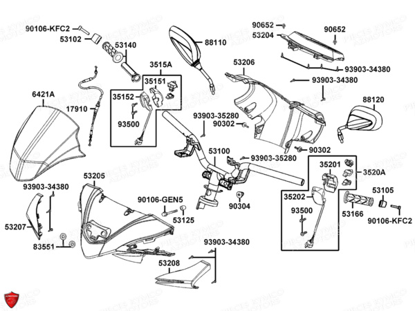 GUIDON RETROVISEURS pour AGILITY 125I 16 E4