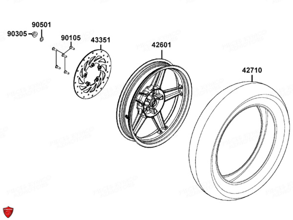 Roue Arriere KYMCO Pièces AGILITY 125I CITY 16+ 4T EURO4 (KL25FE)