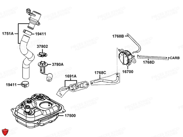 Reservoir A Carburant KYMCO Pièces AGILITY 125 16+ 4T EURO3 (KL25DA)