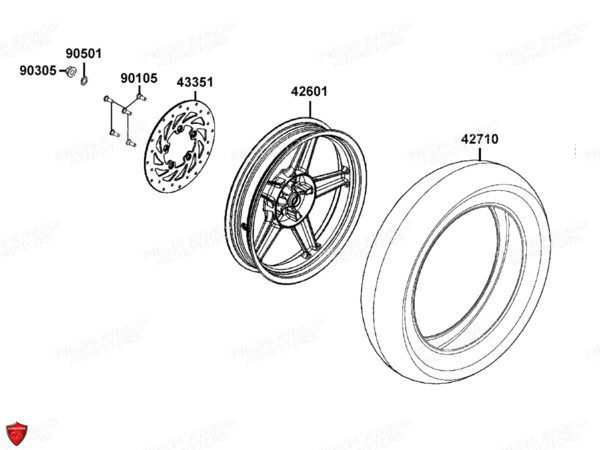 Roue Arriere KYMCO Pièces AGILITY 125 16+ 4T EURO3 (KL25DA)