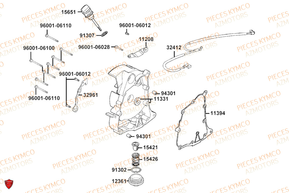 Carter Droit KYMCO Pièces AGILITY 125I 16+ 4T EURO5 (KL25HD/KL25HA)
