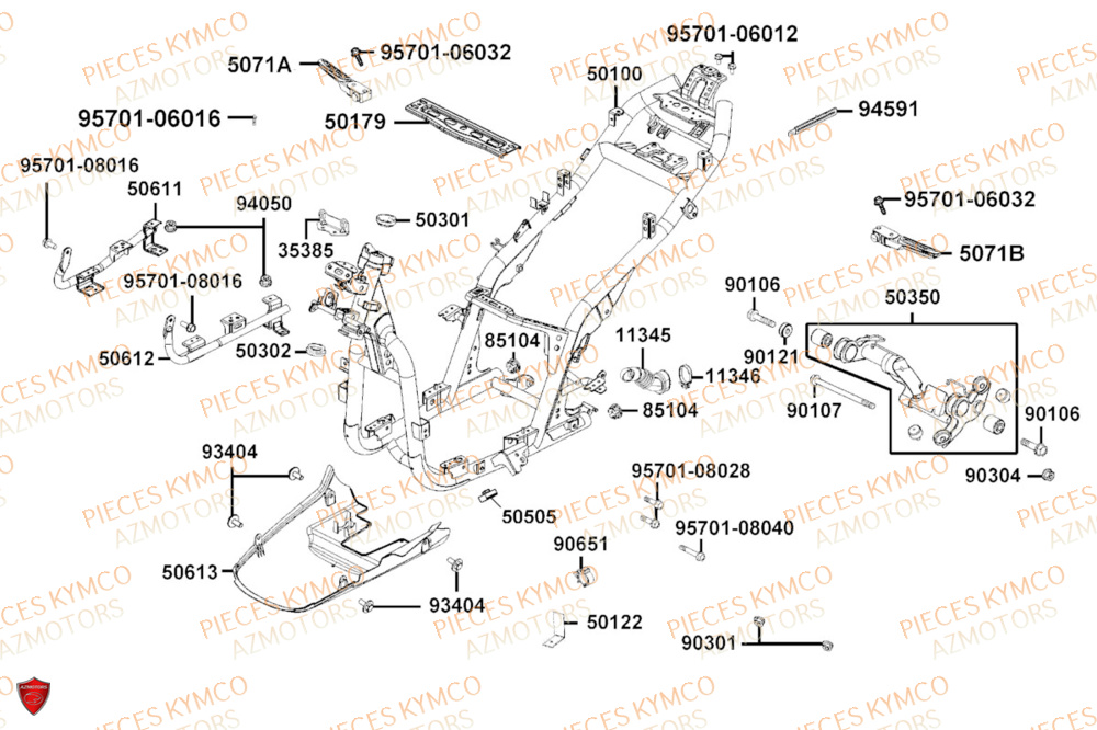 Chassis KYMCO Pièces AGILITY 125I 16+ 4T EURO5 (KL25HD/KL25HA)