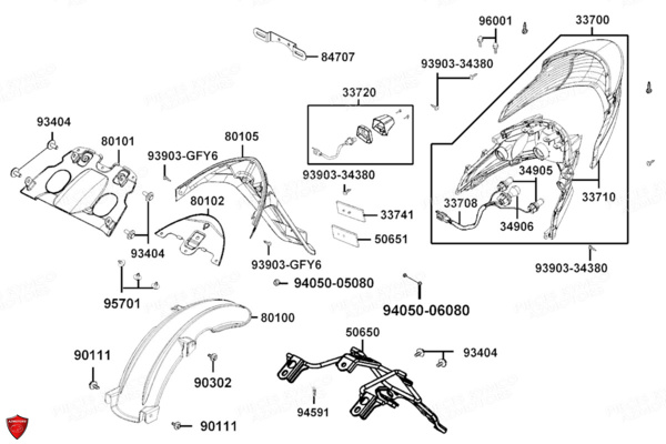 FEU ARRIERE pour AGILITY 125 16 EURO5