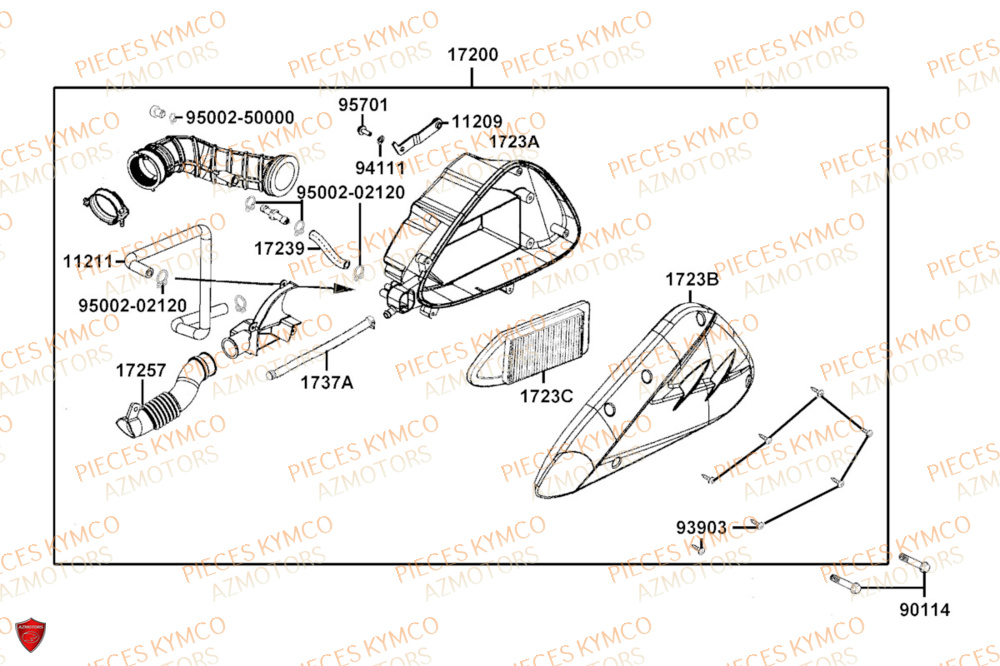 Filtre A Air KYMCO Pièces AGILITY 125I 16+ 4T EURO5 (KL25HD/KL25HA)