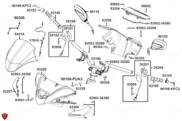 GUIDON RETROVISEURS pour AGILITY 125 16 EURO5