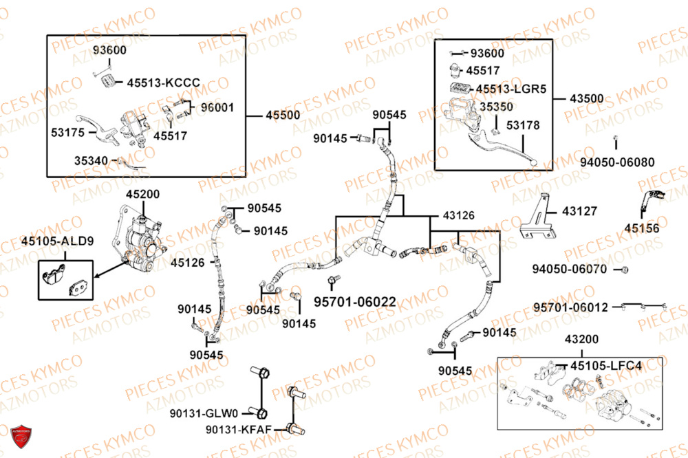 Systeme De Freins KYMCO Pièces AGILITY 125I 16+ 4T EURO5 (KL25HD/KL25HA)