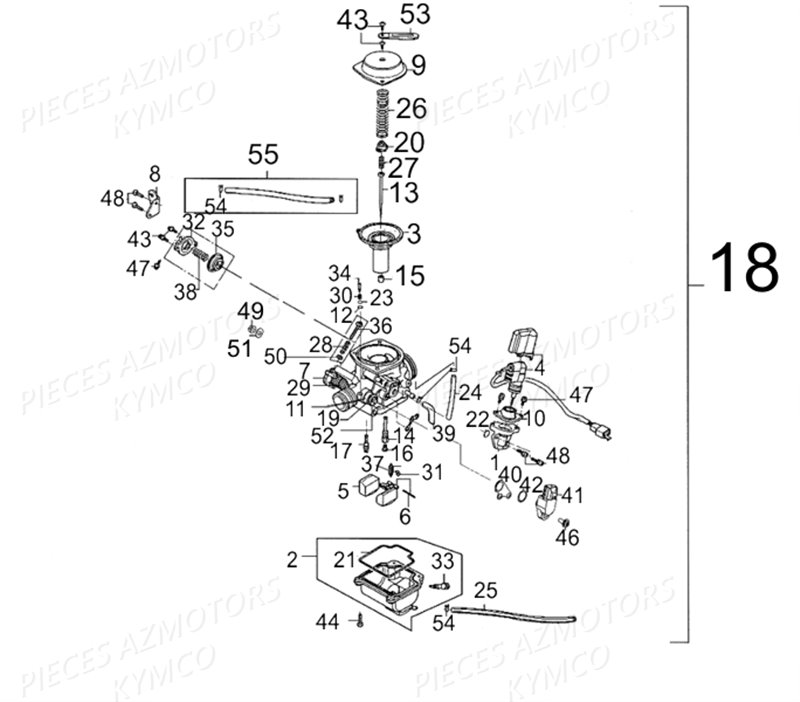 Carburateur Euro 3 KYMCO Pièces AGILITY 125 4T EUROII (KN25SA/KN25SB)