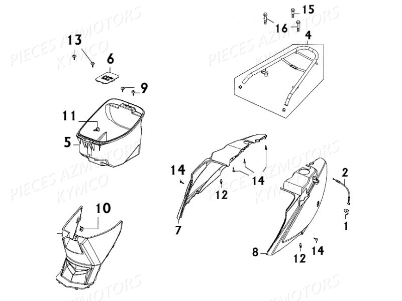 Carenage Arriere Double Selle KYMCO Pièces AGILITY 125 4T EUROII (KN25SA/KN25SB)
