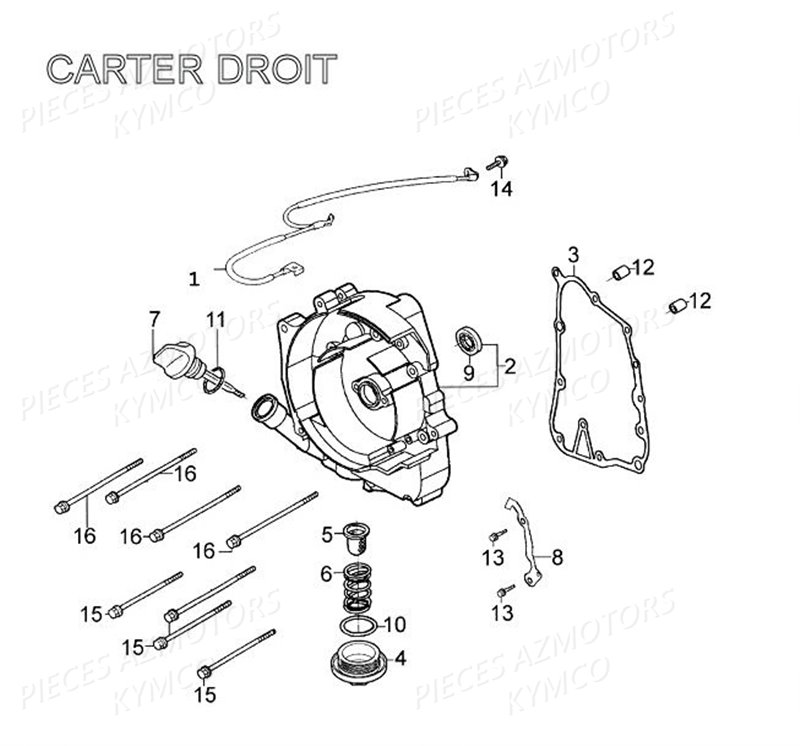 Carter Droit KYMCO Pièces AGILITY 125 4T EUROII (KN25SA/KN25SB)