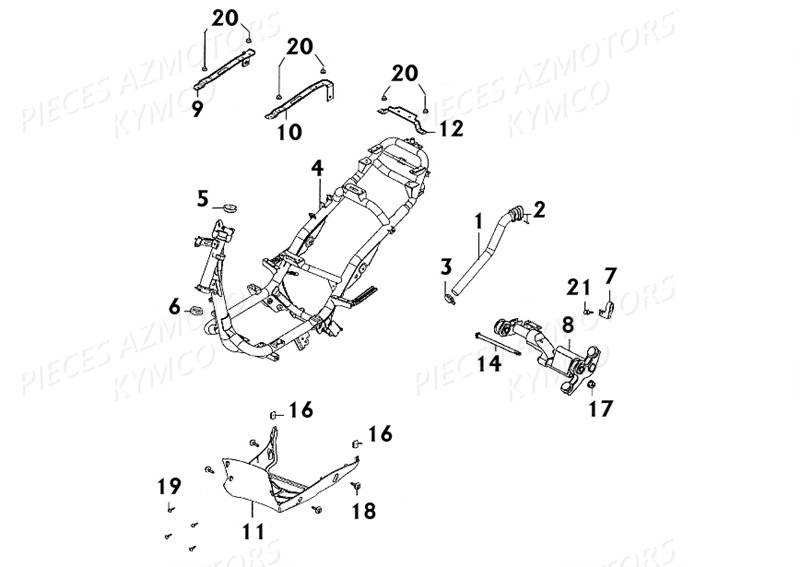 Chassis Double Selle KYMCO Pièces AGILITY 125 4T EUROII (KN25SA/KN25SB)