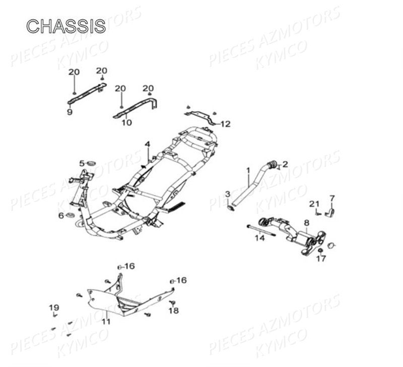 CHASSIS_SELLE_LONGUE KYMCO Pièces AGILITY 125 4T EURO II (KN25SA/KN25SB)