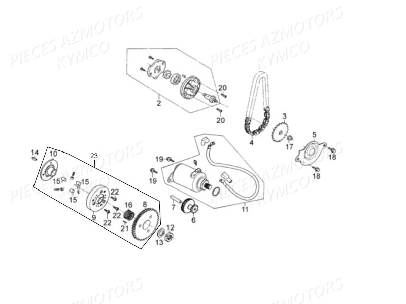 Demarreur KYMCO Pièces AGILITY 125 4T EUROII (KN25SA/KN25SB)