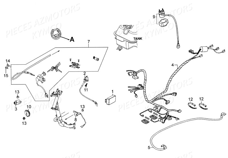 EQUIPEMENT_ELECTRIQUE_SELLE_LONGUE KYMCO Pièces AGILITY 125 4T EURO II (KN25SA/KN25SB)