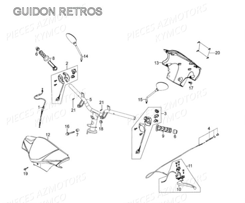 GUIDON RETROVISEURS pour AGILITY 125 4T