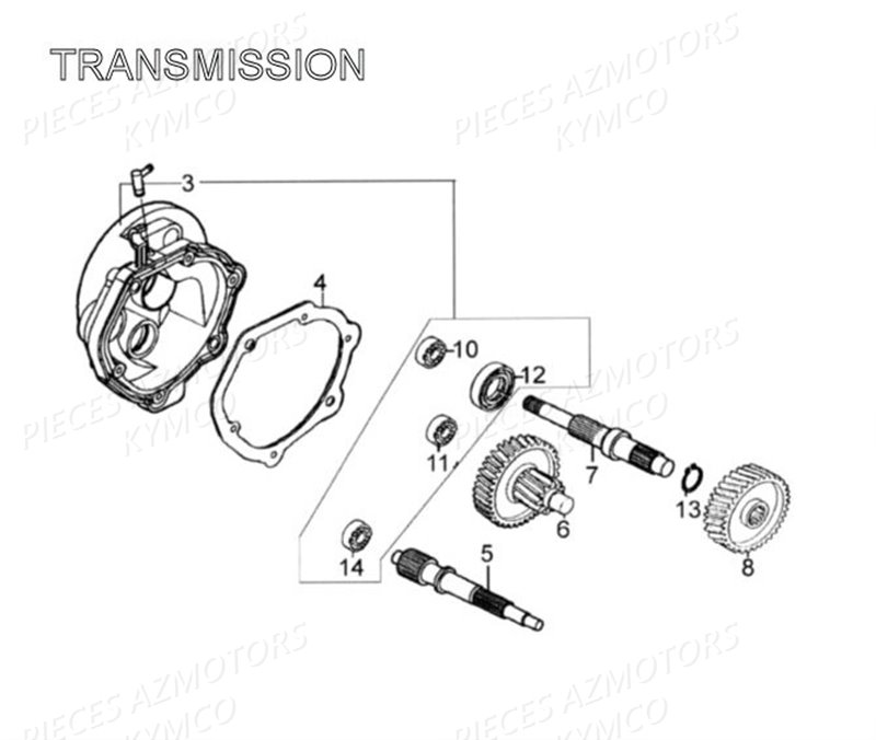 Transmission KYMCO Pièces AGILITY 125 4T EUROII (KN25SA/KN25SB)