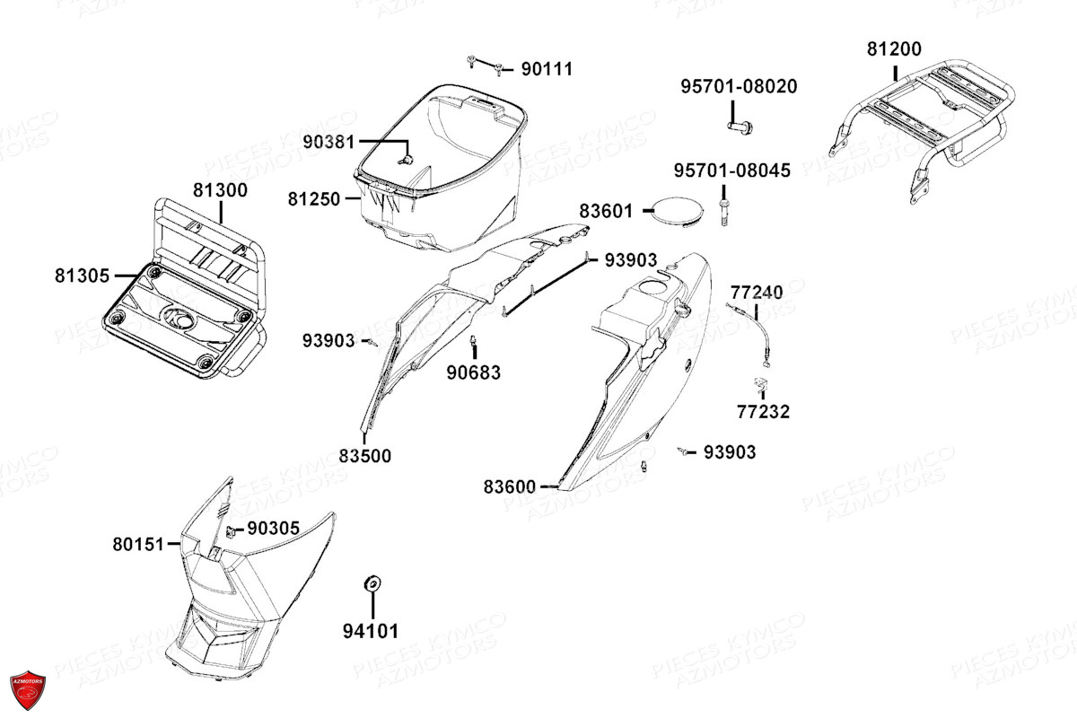 CARENAGES ARRIERE pour AGILITY 125 CARRY EURO 5