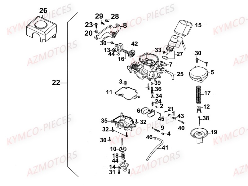 Carburateur (cuve A Plan Incline) AZMOTORS 