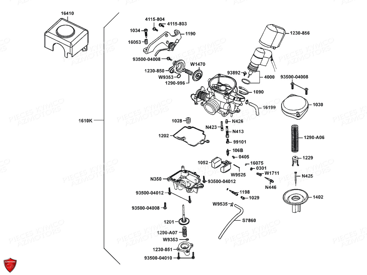 Carburation Cuve A Plan Incline KYMCO Pièces AGILITY 50 12" 4T EURO2 (KG10CA/KG10SA)
