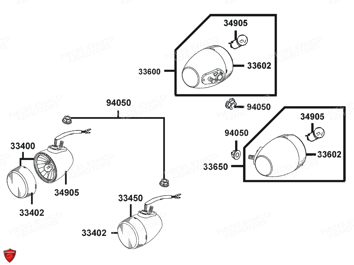 Clignotants Version Silim KYMCO Pièces AGILITY 50 12 4T EURO2 (KG10CA/KG10SA)