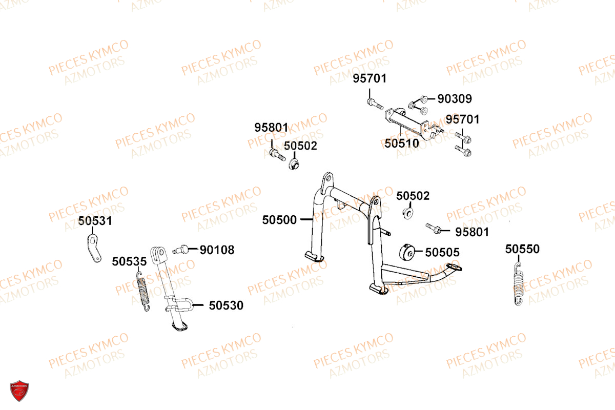 Bequille KYMCO Pieces AGILITY 50 16+ EURO5 (KP10DB/KP10DC)