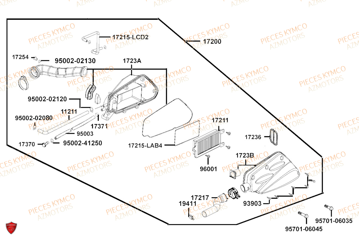 Boite A Air KYMCO Pieces AGILITY 50 16+ EURO5 (KP10DB/KP10DC)