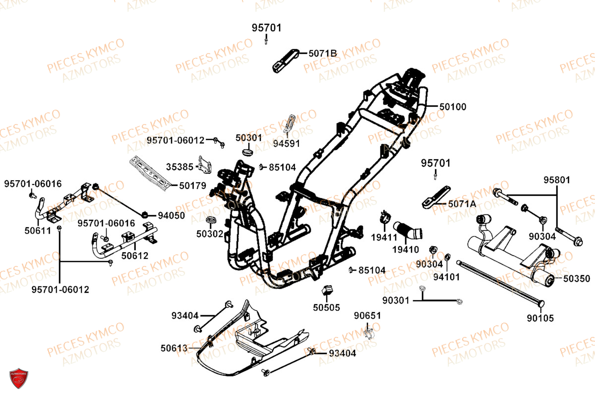 Chassis KYMCO Pieces AGILITY 50 16+ EURO5 (KP10DB/KP10DC)