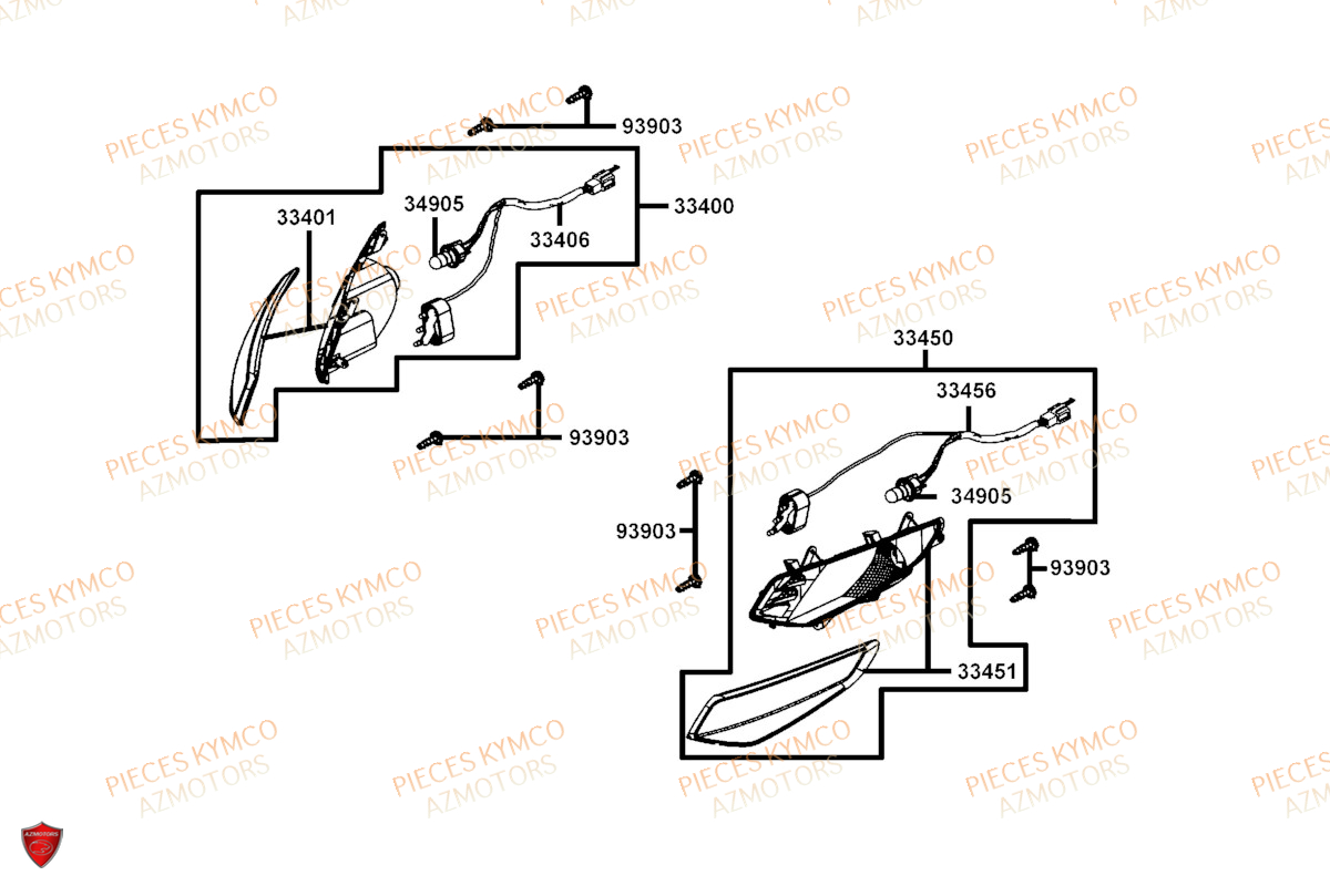 Clignotants KYMCO Pieces AGILITY 50 16+ EURO5 (KP10DB/KP10DC)