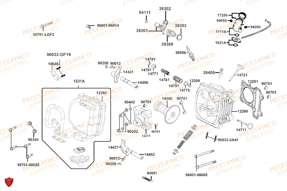 Culasse KYMCO Pieces AGILITY 50 16+ EURO5 (KP10DB/KP10DC)