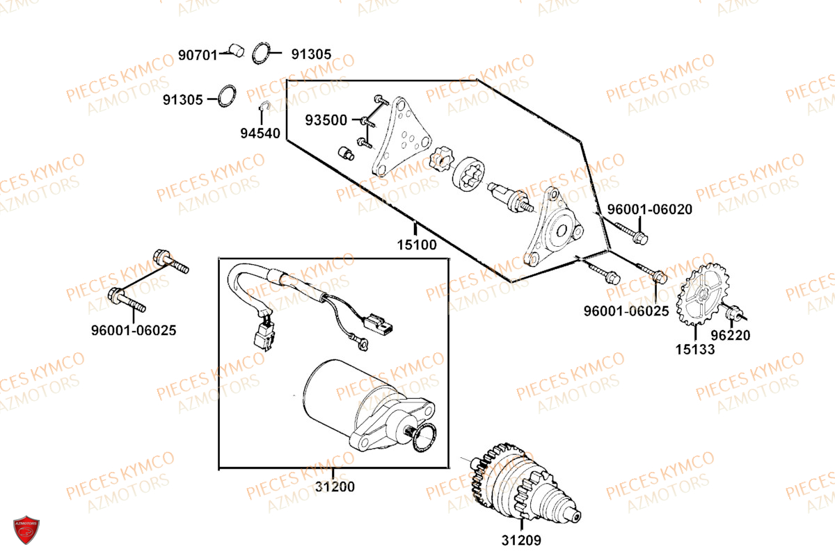 Demarreur KYMCO Pieces AGILITY 50 16+ EURO5 (KP10DB/KP10DC)