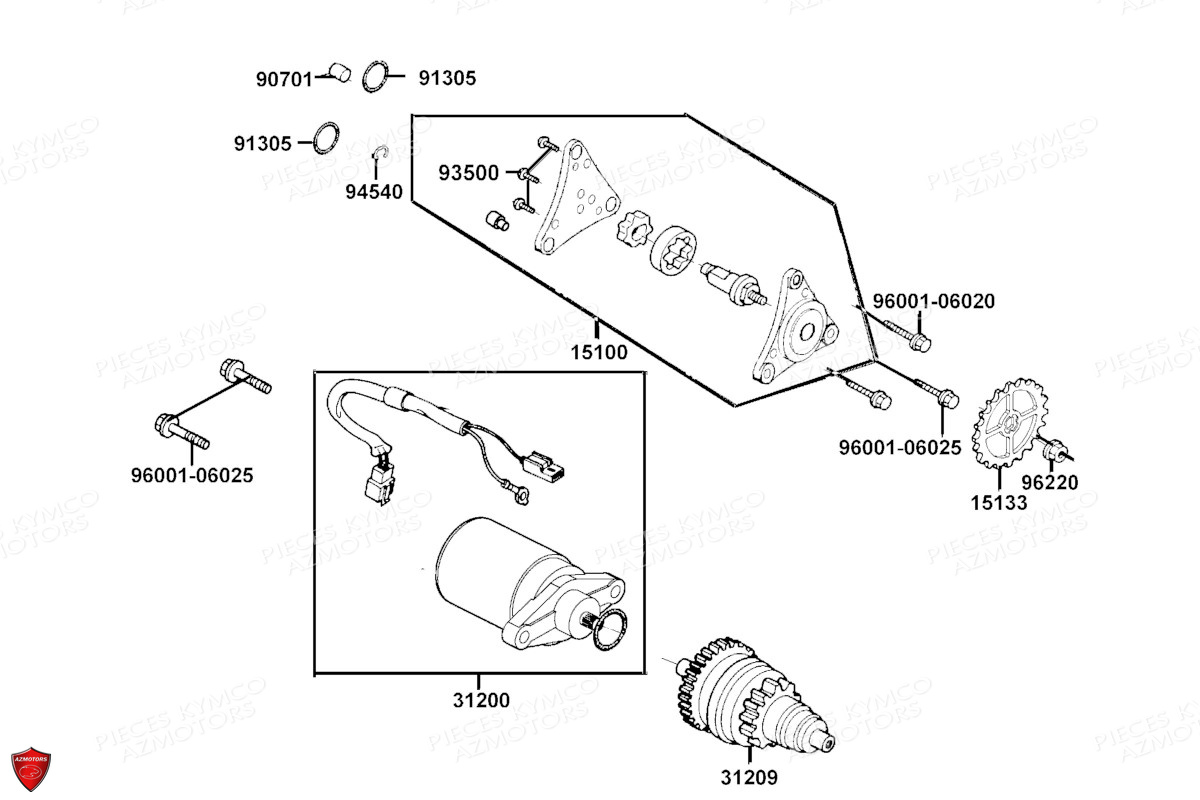 DEMARREUR POMPE A HUILE AZMOTORS AGILITY 50 16P E5