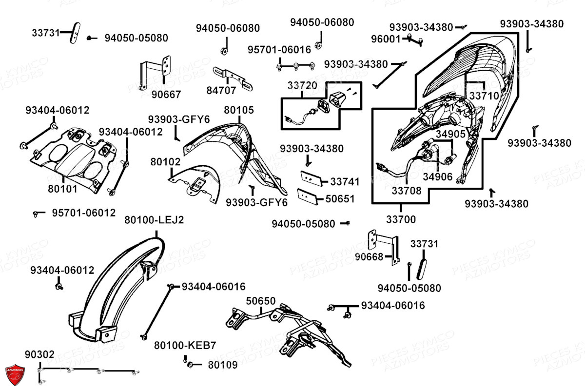FEUX ARRIERE AZMOTORS AGILITY 50 16P E5