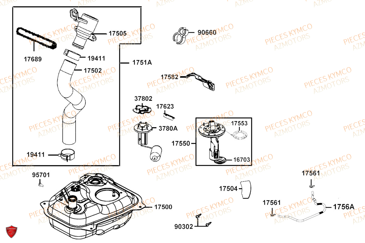 Reservoir KYMCO Pieces AGILITY 50 16+ EURO5 (KP10DB/KP10DC)