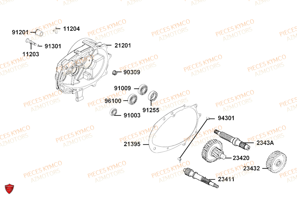 Transmission KYMCO Pieces AGILITY 50 16+ EURO5 (KP10DB/KP10DC)