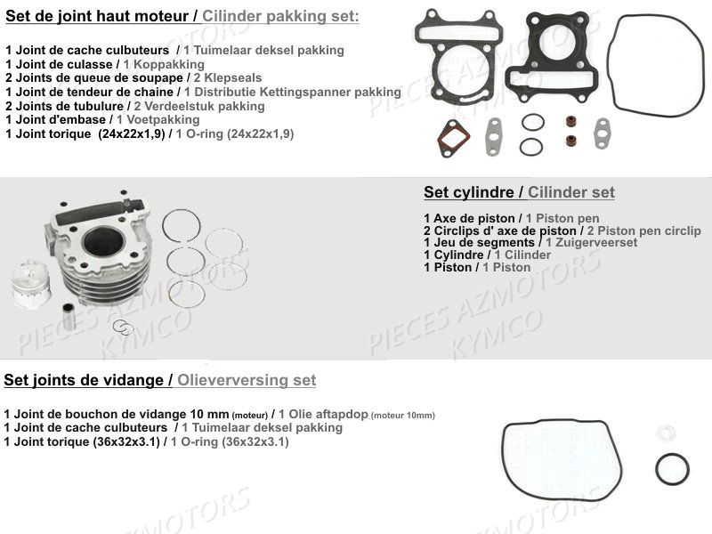 1 Set Pieces Origine KYMCO Pièces AGILITY 50I 16+ 4T EURO4 (KP10AC/KP10AB)