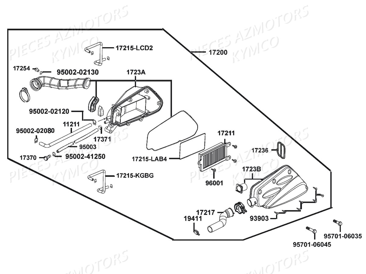 BOITE A AIR KYMCO AGILITY 50 16P EURO4