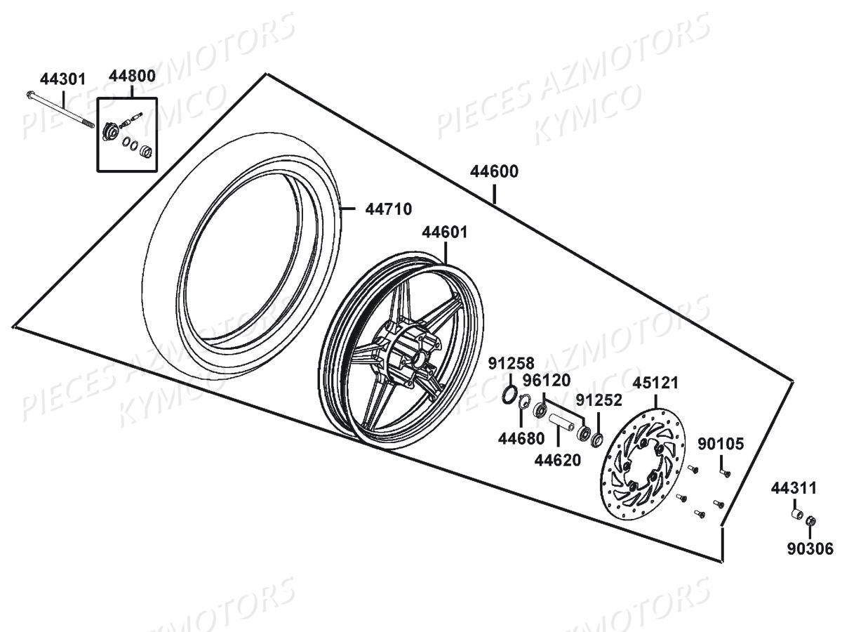 ROUE AVANT KYMCO AGILITY 50 16P EURO4