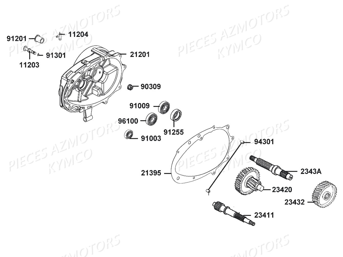 Transmission KYMCO Pièces AGILITY 50I 16+ 4T EURO4 (KP10AC/KP10AB)