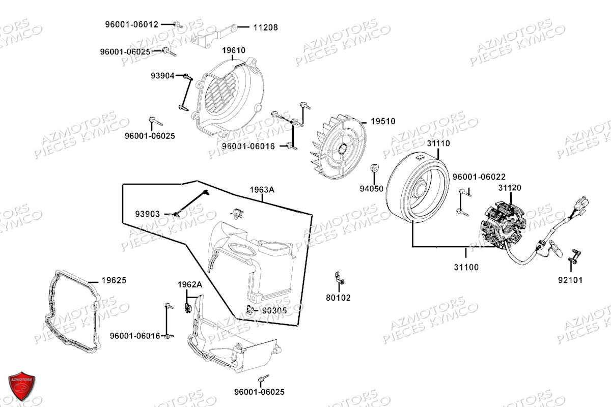 Allumage KYMCO Pieces AGILITY 50 16+ EURO5 (KP10DH/KP10DJ)