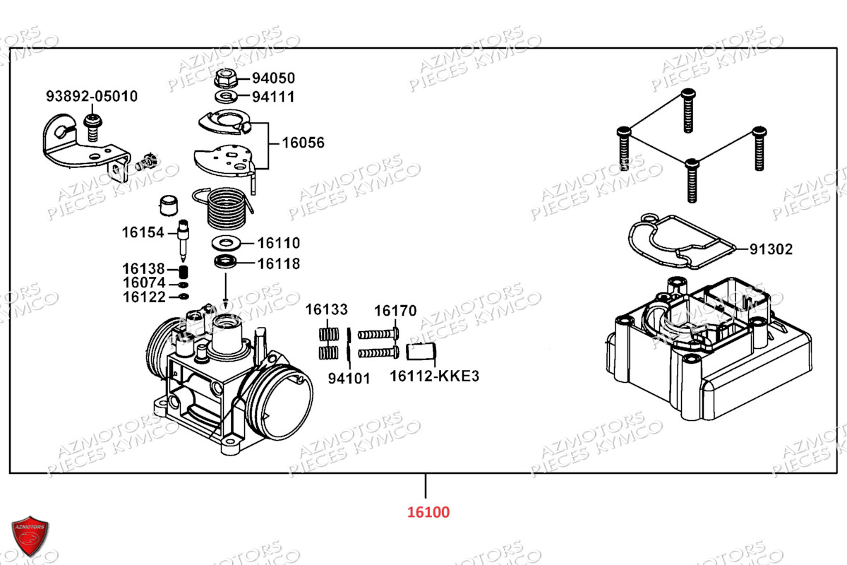 Carburation KYMCO Pieces AGILITY 50 16+ EURO5 (KP10DH/KP10DJ)