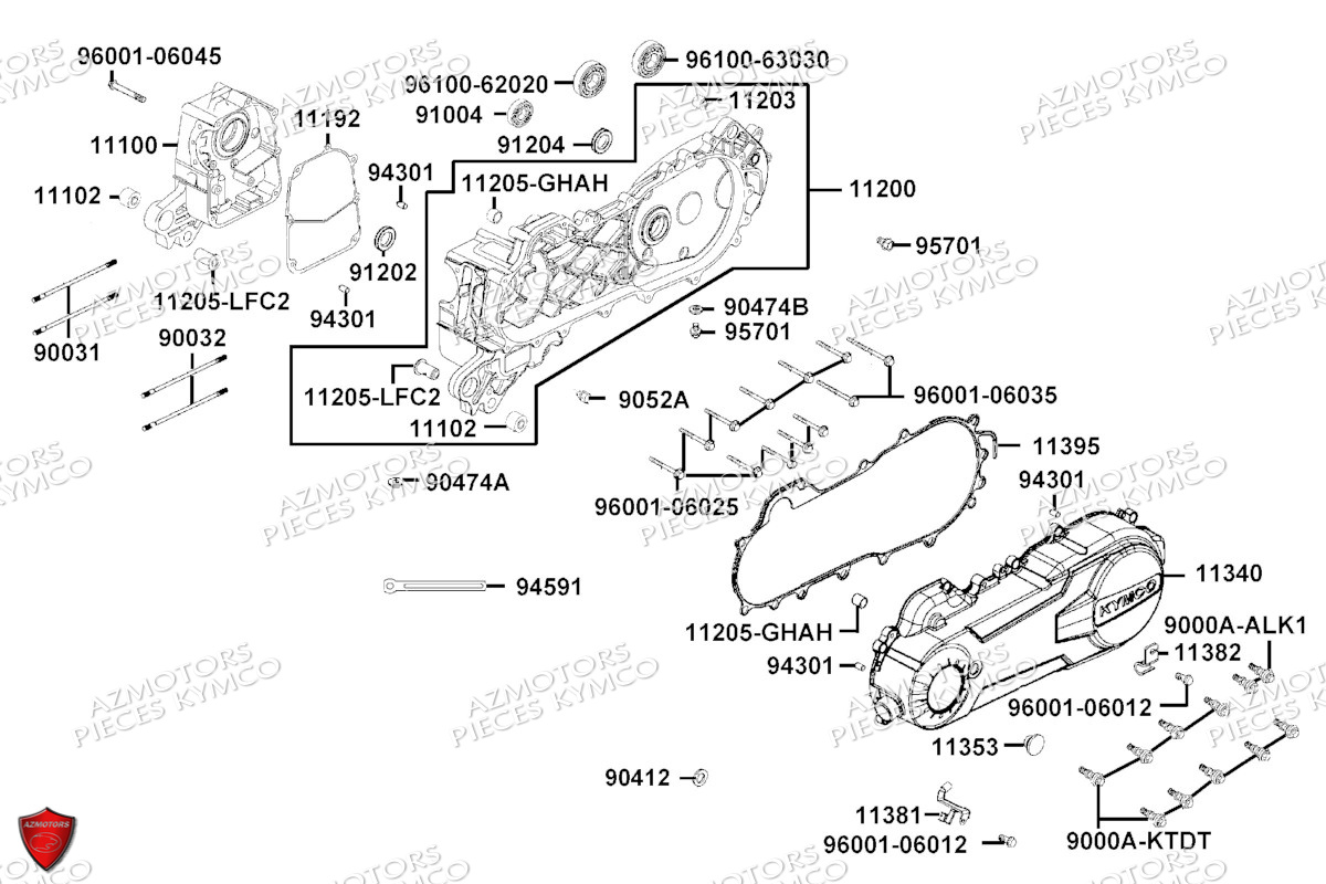 Carters Moteur KYMCO Pieces AGILITY 50 16+ EURO5 (KP10DH/KP10DJ)