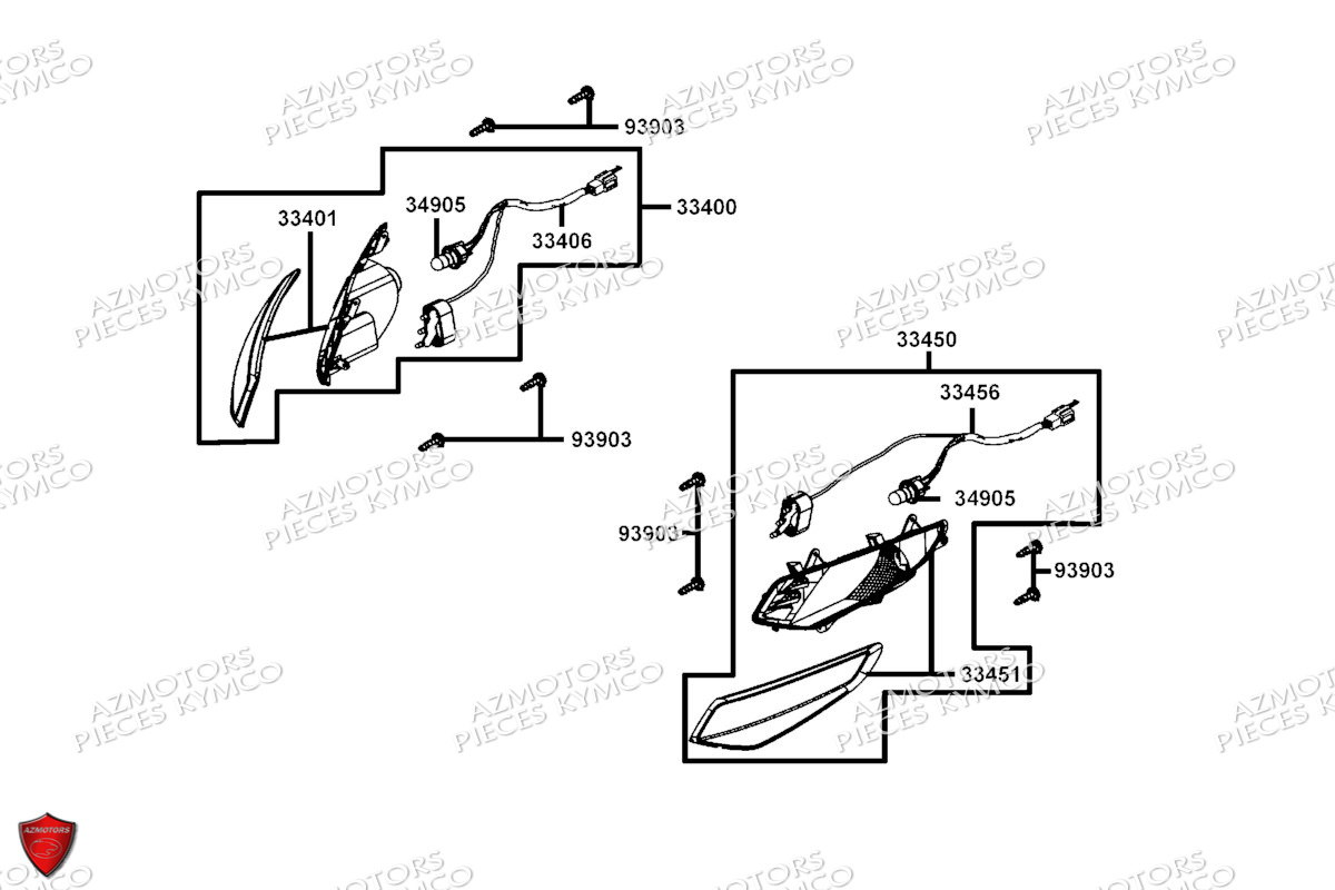 Clignotants KYMCO Pieces AGILITY 50 16+ EURO5 (KP10DH/KP10DJ)