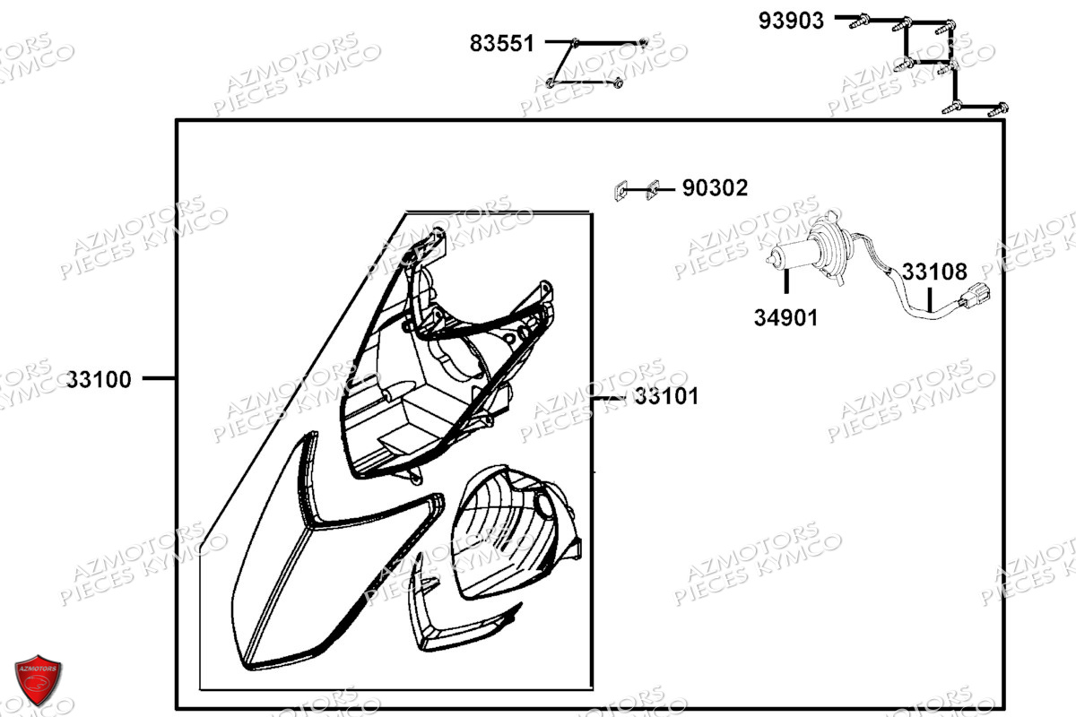 Phares KYMCO Pieces AGILITY 50 16+ EURO5 (KP10DH/KP10DJ)
