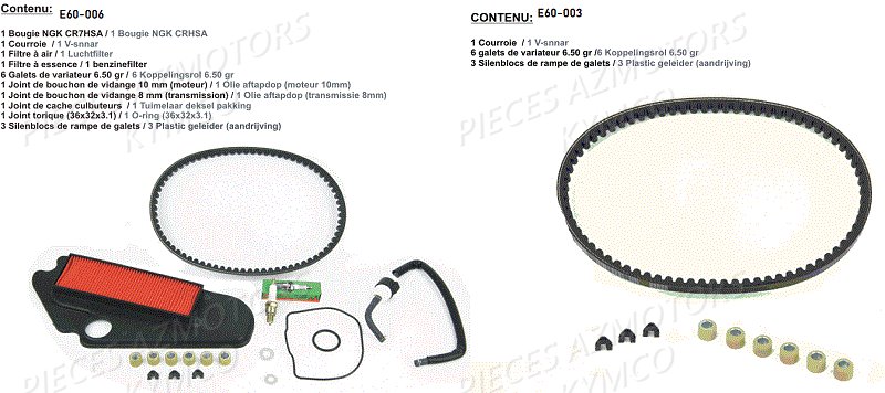 1 Set Entretien KYMCO Pièces AGILITY 50 12 4T EURO4 (KN10AE/KN10AB)