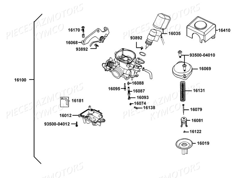 Carburation KYMCO Pièces AGILITY 50 12 4T EURO4 (KN10AE/KN10AB)