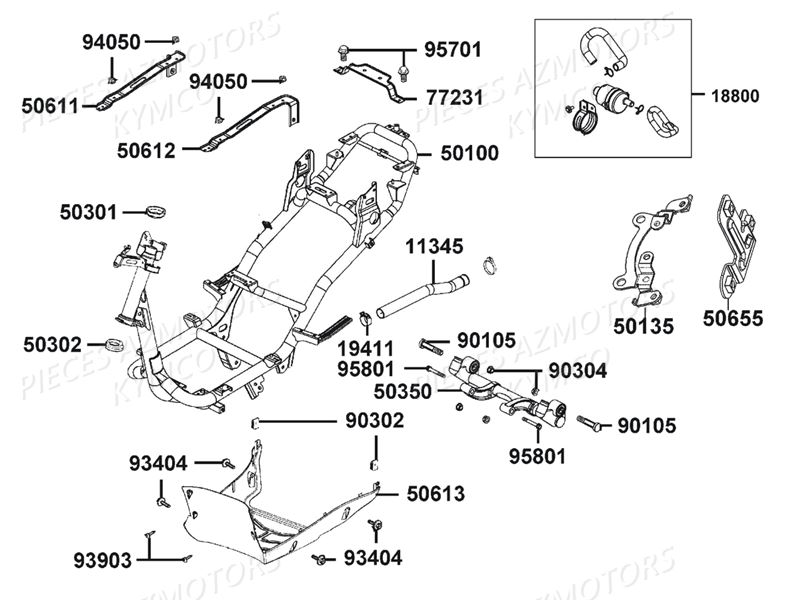 Chassis KYMCO Pièces AGILITY 50 12 4T EURO4 (KN10AE/KN10AB)