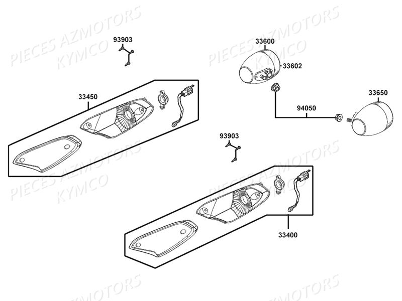 Clignotants KYMCO Pièces AGILITY 50 12 4T EURO4 (KN10AE/KN10AB)