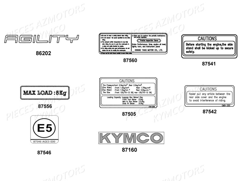 Decors KYMCO Pièces AGILITY 50 12 4T EURO4 (KN10AE/KN10AB)